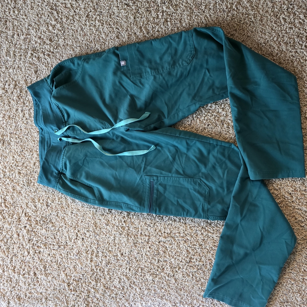 Figs Hunter Green High Waisted Yola Skinny Scrub Pants